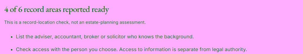 How to find the gaps. Follow up the missing records. Screenshot of the working financial records readiness check.